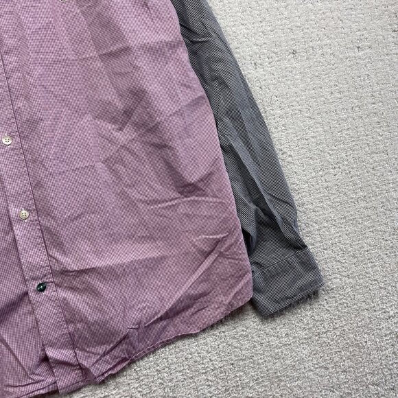 Lacoste Shirt Mens 44 Gingham Color Block Check Pink Button Down Long Sleeve - Picture 4 of 15